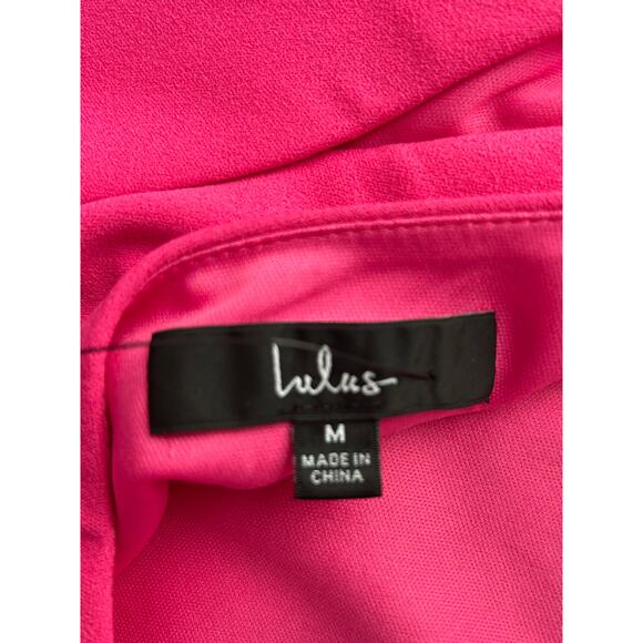 New Lulus Cocktail Club "So Flirty" Hot Pink One Shoulder Midi Dress Size M - Picture 4 of 6